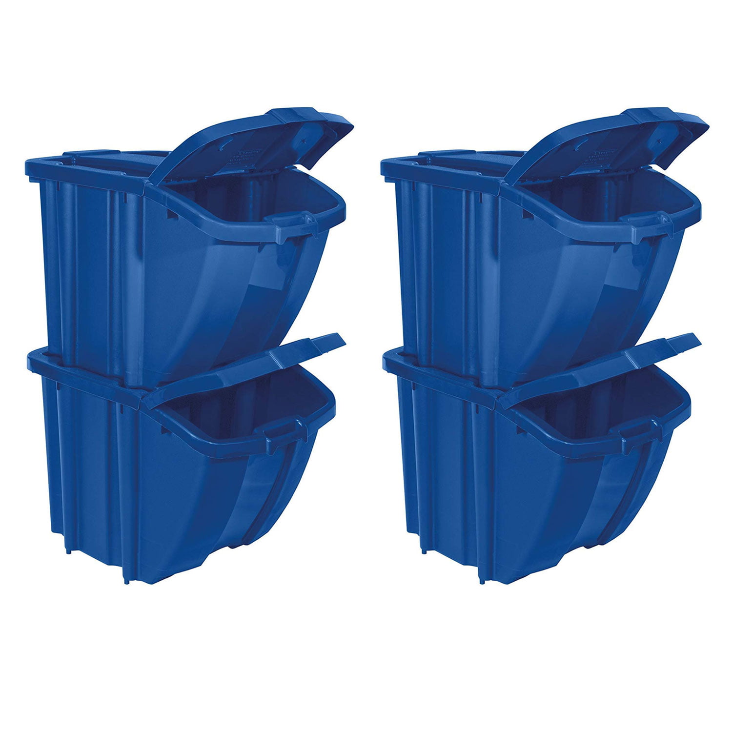 Square RCP9W2773BLU Brute Recycling Rollout Container Blue 3 Pack Value Bundle 50gal 