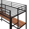 thumbnail image 4 of DreamBuck Twin Size Metal Loft Bed with Desk & Shelf, Metal Bedframe with Built-in Ladder and Safety Guardrail, for Dorm, Bedroom, Guest Room, Black, 4 of 7