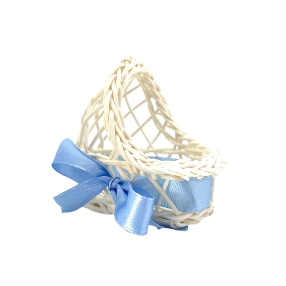 Cheapark Easter Woven Flower Basket with Bow Handmade Rattan Weave Decoration for Table Centerpiece Spring Display