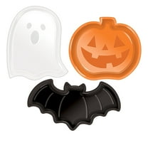 Halloween Plastic Candy Plates Dish Pumpkin Ghost Bat Party Serving Trays Halloween Party Tableware Supplies Decor