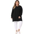 thumbnail image 3 of DARING DIVA Women's Plus Crew Neck Long Sleeve Slit Hem Pullover Sweater 3X Black, 3 of 6