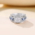 thumbnail image 5 of SFTING Wedding Rings Set for Women Princess Cut Engagement Rings Wedding Set Silver 18K Plated 5A CZ Sapphire Promise Size 7, 5 of 8