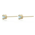thumbnail image 6 of 14K Yellow Gold Round Aquamarine Stud Earrings - 4mm, 6 of 8