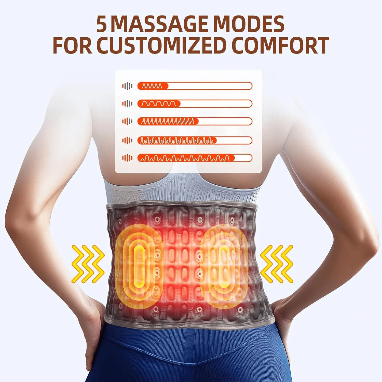 Cordless Air Inflation Back Belt with Heat and Massage, and Red Light | Rechargeable Lumbar Support for Lower Back Comfort