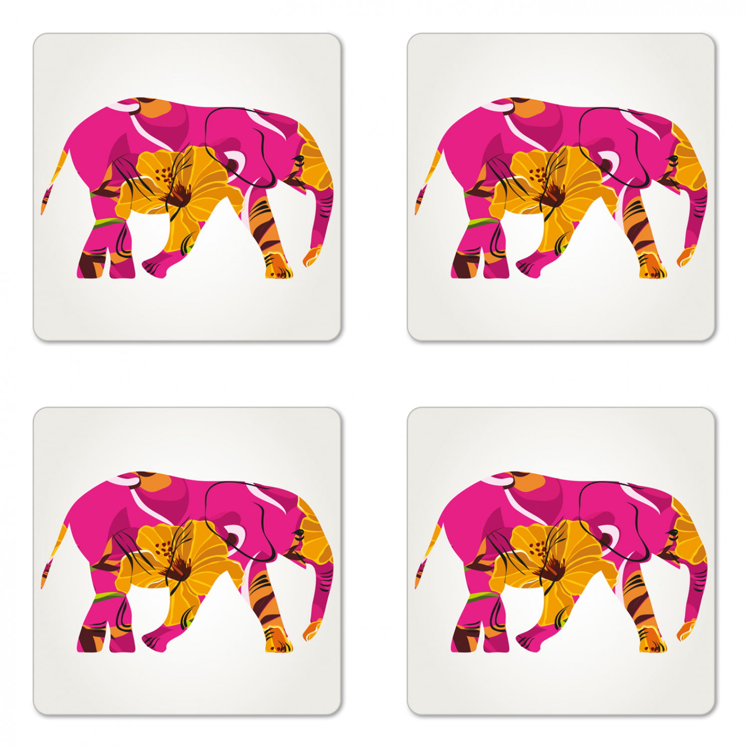 Elephant Silhouette Set of 4 Coasters 