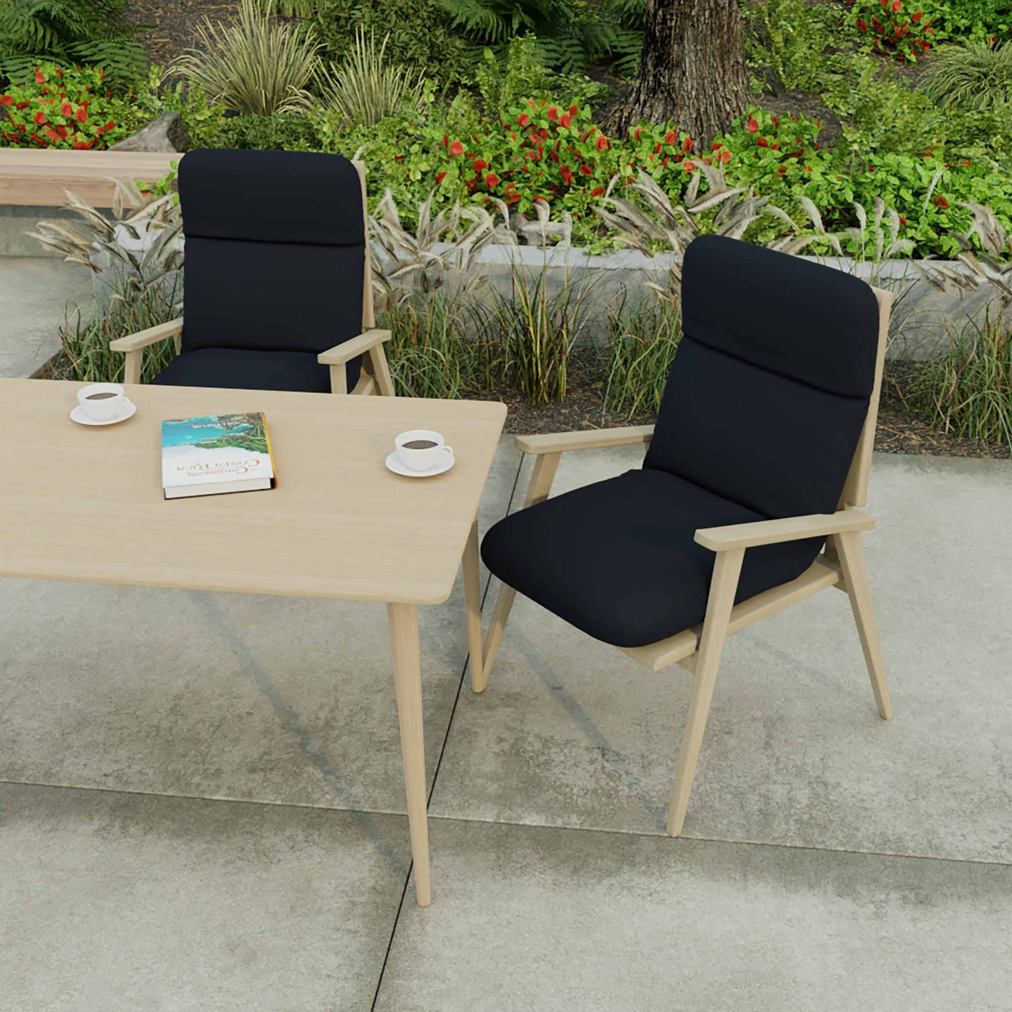 Jordan Manufacturing 45" x 22" Veranda Navy Solid Rectangular Outdoor Chair Cushion with Ties and Hanger Loop
