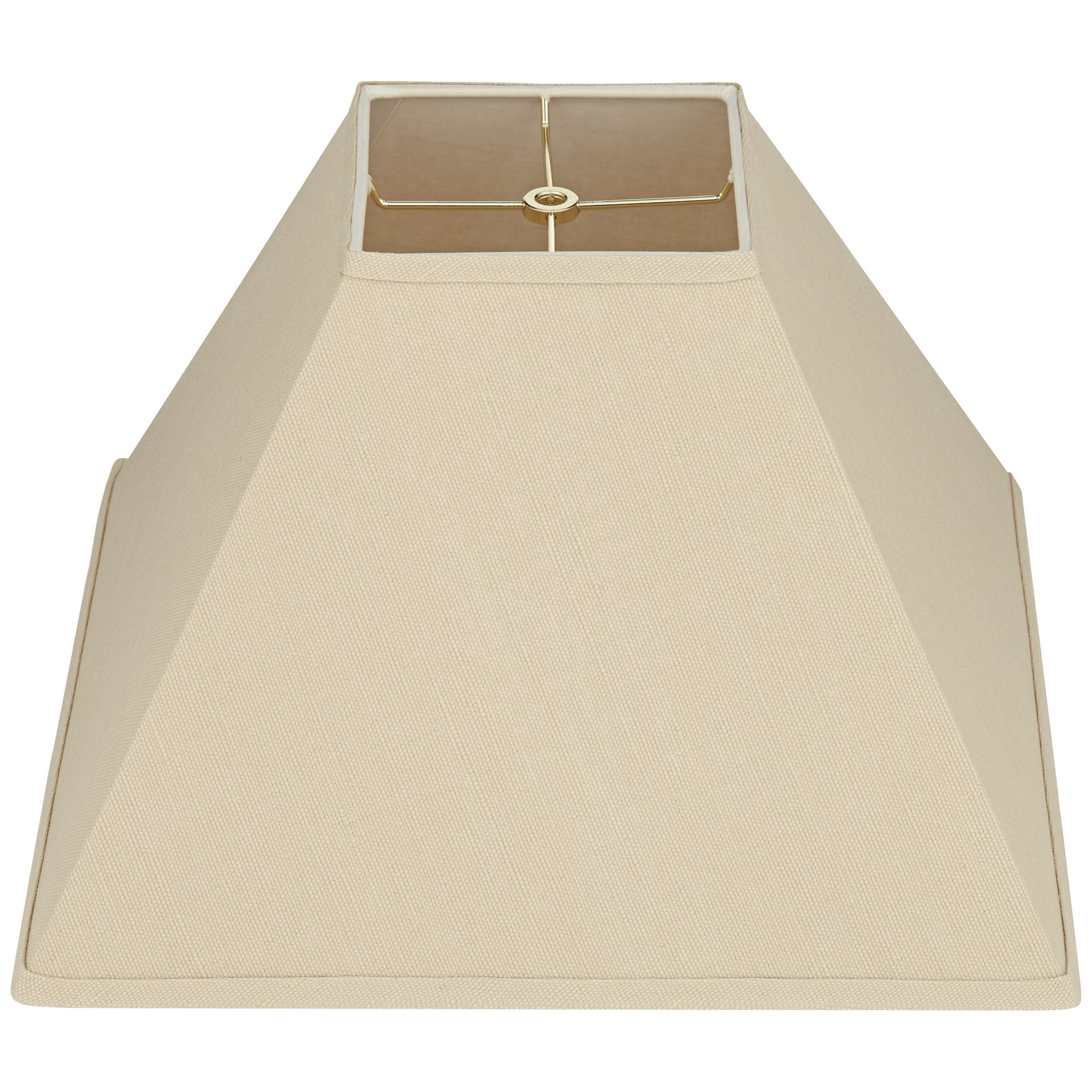 Springcrest Set of 2 Square Lamp Shades Neutral Beige Medium 6" Top x 16" Bottom x 10" High Spider Replacement Harp Finial Fitting