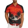 thumbnail image 2 of Zylanna Men's Hawaiian Shirts, Quickly Dry Short Sleeve Casual Turndown Collar Summer Beach Button Down Shirts Red Size L, 2 of 6