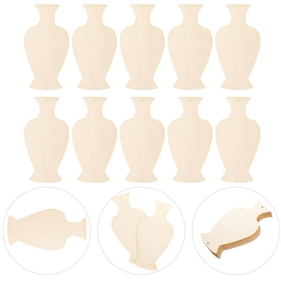 HEMOTON Wooden Vase Cutouts for DIY Crafts Unfinished Wood Slices Lightweight Easy to Paint 10pcs