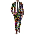 thumbnail image 6 of Men's Rainbow Long Sleeve Two Piece Suit with Jacket Trousers Tie Printed Button Pockets for Holiday Party Events, 6 of 6
