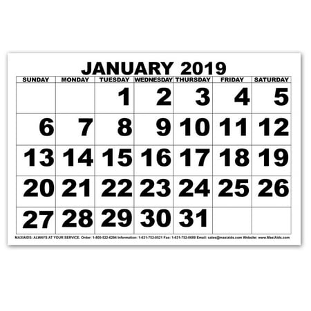 - Low Vision Print Calendar - 2019