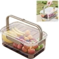 thumbnail image 1 of Contenedores de almacenamiento de frutas para refrigerador con tapas, caja portátil para mantener la frescura con asa, contenedor de almacenamiento de alimentos sin BPA con rejilla de drenaje, contene, 1 of 7