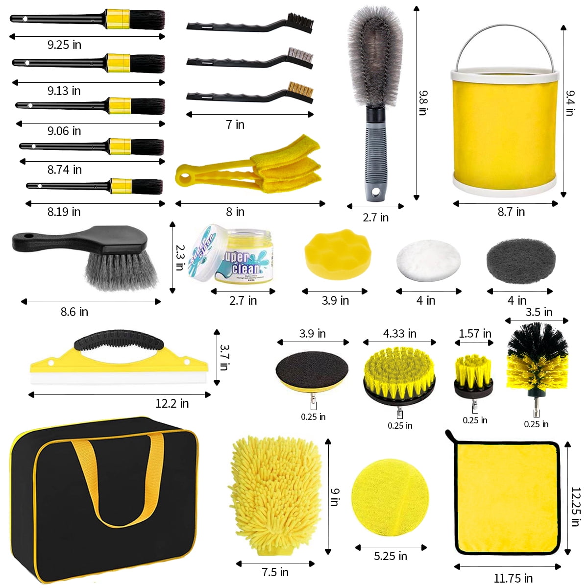 35Pcs Car Detailing Brush Set, Car Detailing Kit, Auto Detailing Drill Brush Set, Car Detailing Brushes, Car Wash Cleaning Tools Kit for Interior, Exterior, Wheels