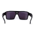 thumbnail image 4 of Mens Color Mirror Flat Top Mobster Rectangle Racer Sunglasses Shiny Black Teal Mirror, 4 of 4