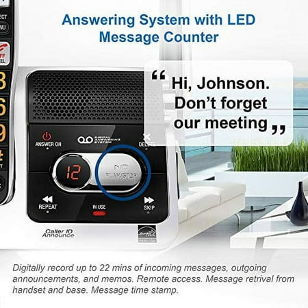 AT&T BL102-3 DECT 6.0 Wall Mount 3 Handsets Cordless Phone with Backlit Display, Black & Silver, 3 Count