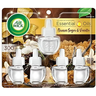 Air Wick Plug-In Scented Oil Air Freshener Warmer Refills, Brown Sugar and Vanilla, 5 Count