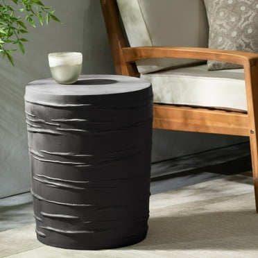 Outdoor 16" Light-Weight Concrete Side Table, Black