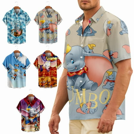 

Kawaii Animal Short Sleeve Shirt with Breast Pocket for Boys Relaxed-Fit Costume Plus Size Men