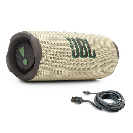 JBL Flip 7 Portable Bluetooth Speaker & 6ft USB-C Braided Cable Bundle - Sand