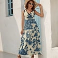 thumbnail image 5 of Vintage Blue Chinoiserie Toile Boat Dress Summer Street Style Bohemia Long Dresses Female Sleeveless Printed Maxi Dress, 5 of 9