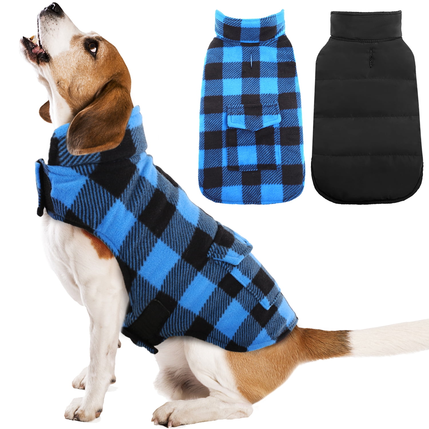 Comfortable Dog Puffer Vest Warm Dog Jacket Water Resistant Windproof Lightweight Reversible Winter Dog Coat Insulated Dog Jacket for Small Medium & Large Dogs
