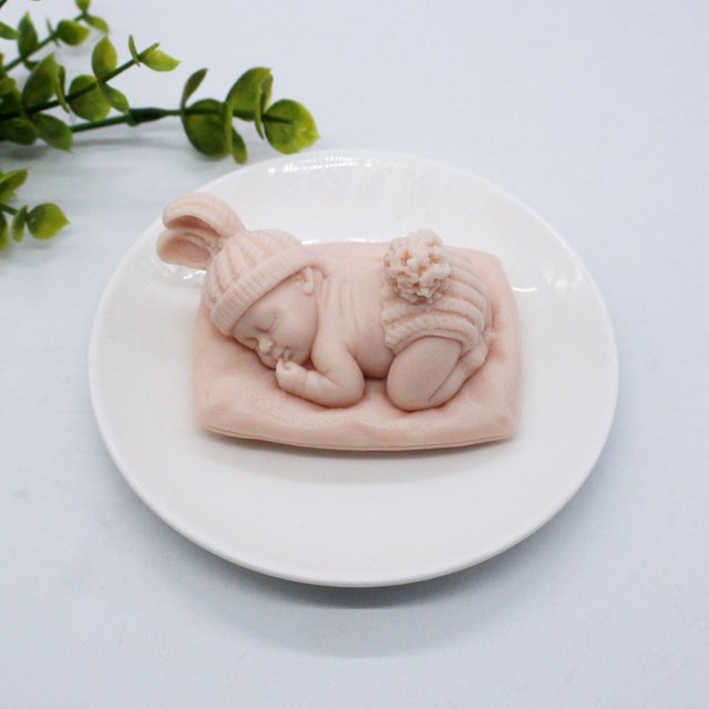 Molde de silicona 3D para bebé, molde para pastel fondant, artesanías de resina de arcilla de chocolate