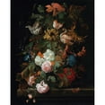 thumbnail image 3 of Ernst Stuven 15x18 Black Modern Framed Museum Art Print Titled - Still Life of Flowers in a Glass Vase with a Butterfly, All on a Ledge, 3 of 5