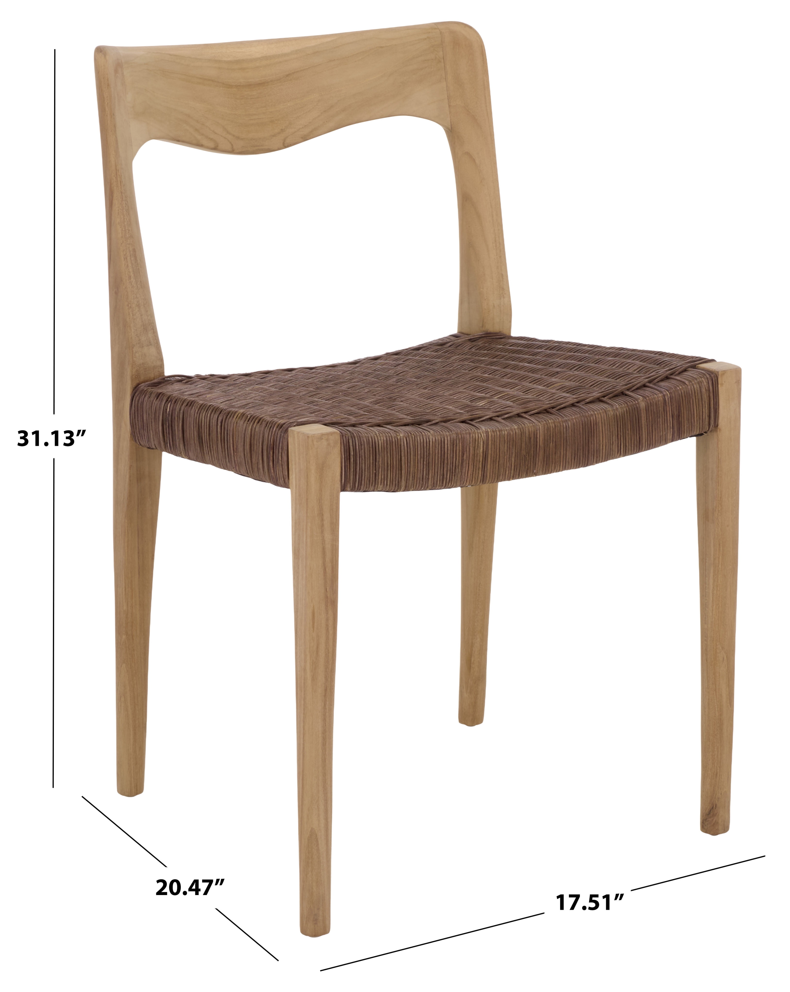Safavieh Sezja Wicker Scandinavian Wood Dining Side Chair, Natural/ Honey
