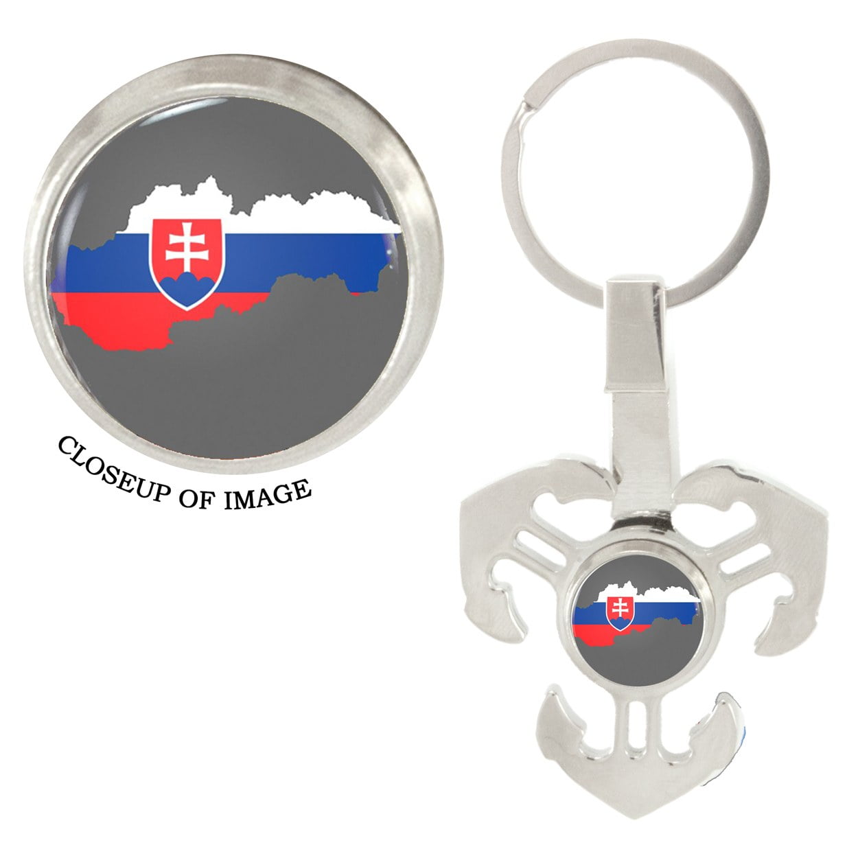 Slovakia Country Flag Illustration on Gray Fidget Spinner Keychain ...