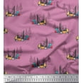 thumbnail image 1 of Soimoi Purple Japan Crepe Satin Fabric Tree & Forklift Truck Transport Decor Fabric Printed Yard 42 Inch Wide, 1 of 1