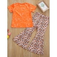 thumbnail image 4 of Kiapeise Happy Halloween Outfit for Little Girl Pumpkin Short Sleeve Tops Leopard Flare Legging Pants Outfit, 4 of 9