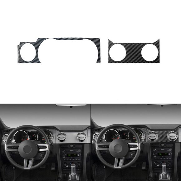 2Pcs Carbon Fiber Interior Console Panel Cover Trim for Ford for Mustang 2005-2009