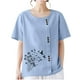 thumbnail image 4 of Vestidos Casuales Para Mujer, Blusas De Mujer De Moda Blusa informal de lino con cuello redondo, manga corta y botones para mujer, 4 of 7