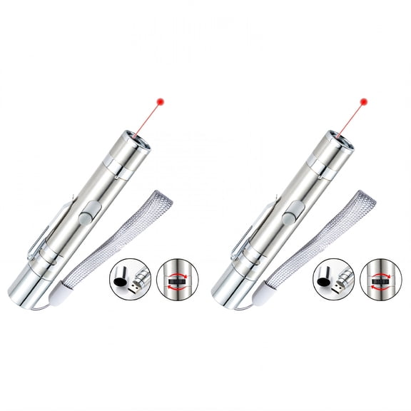 BESTSKY 2 Pcs USB Rechargeable Cat Laser Pointer Toy, 3-in-1 Pet Flashlight with Rotating Patterns, Interactive Indoor Kitten Exercise and Health Inspection Light