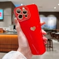 thumbnail image 4 of Design for iPhone 13 Pro Max 5g 6.7” Phone Case,Luxury Gold Plating Cute Love Heart Case with Camera Protection Soft Silicone Shockproof Cover Bumper with Side Heart Pattern(Red), 4 of 11