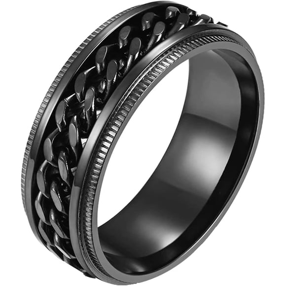 Stress Relief Ring for Men Women - Spinner Fidget Anxiety Rings, Solid 316L Stainless Steel,Silver,7