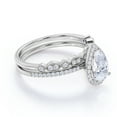 thumbnail image 3 of JeenMata 1.25 Carat pear cut Moissanite Wedding Ring Set in 18k White Gold Over Silver, 3 of 7