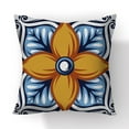 thumbnail image 3 of Fundas de almohada retro floral azul y naranja de tela de lino de 18.0 x 18.0 in WD.WDQZL necesidades diarias, 3 of 6