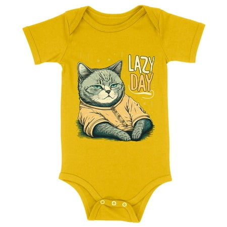 

Lazy Day Baby Jersey Onesie - Funny Cat Baby Bodysuit - Graphic Baby One-Piece