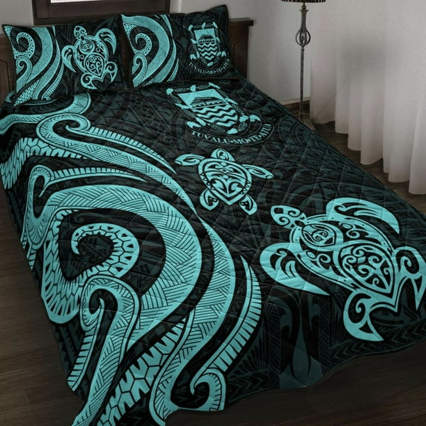 Tuvalu Juego de Cama Colcha - Tortuga Tentáculo Turquesa