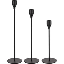 HBlife Set of 3 Matte Black Candle Holders for Taper Candles, Decorative Candlestick Holder for Wedding, Dinning, Party, Fits 3/4 inch Thick Candle&Led Candles