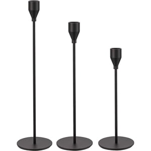 HBlife Matte Black Taper Candlestick Holders, Set of 3