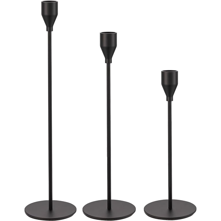 HBlife Matte Black Taper Candlestick Holders, Set of 3 photo 1