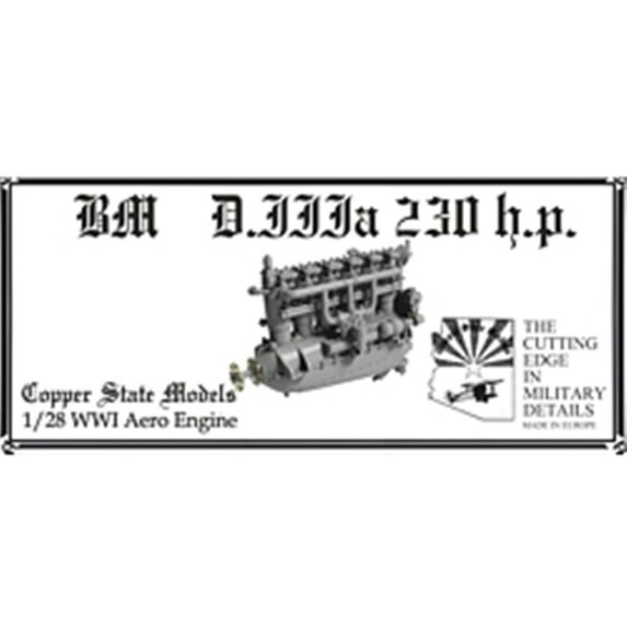 Copper State Models 1:28 BM D.IIIa 230 H.P Aero Engine Resin Set #E28-004