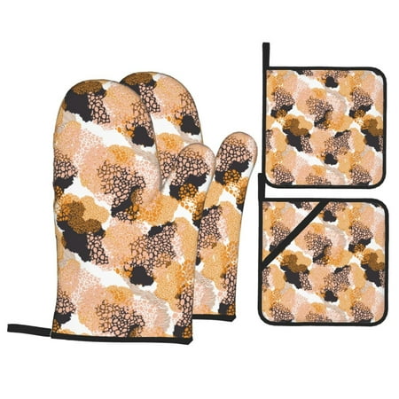 

Oven Mitts and Pot Holders 4 pcs Set Camouflage Print No.9045 Heat Resistant Pot Holders Oven Mitts for kitchen Non-Slip Hanging Loop Oven Glove Potholders for Baking Cooking