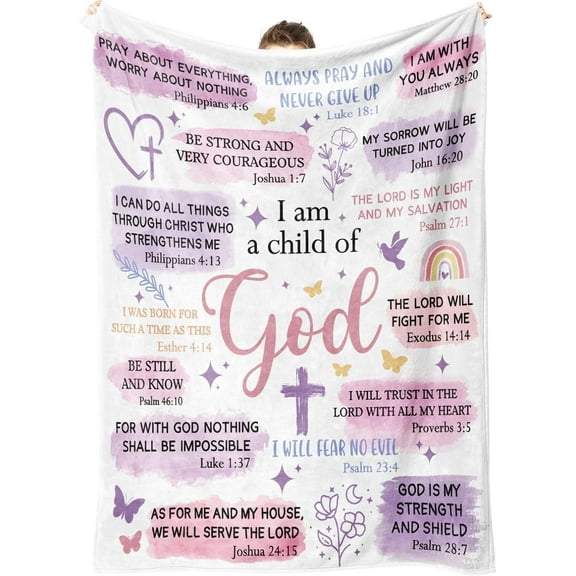 Baptism Gifts for Girl, I Am a Child of God Blanket, Teen Girl Gifts Trendy Stuff, Christian Birthday Gifts for Teen Girls, Women Confirmation & First Communion Gifts for Girls