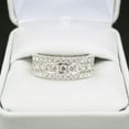 thumbnail image 3 of Lakshya Jewel LLC 14K White Gold Finish Cubic Zirconia Wedding Trio His Her Bridal Band Ring Set, 3 of 4