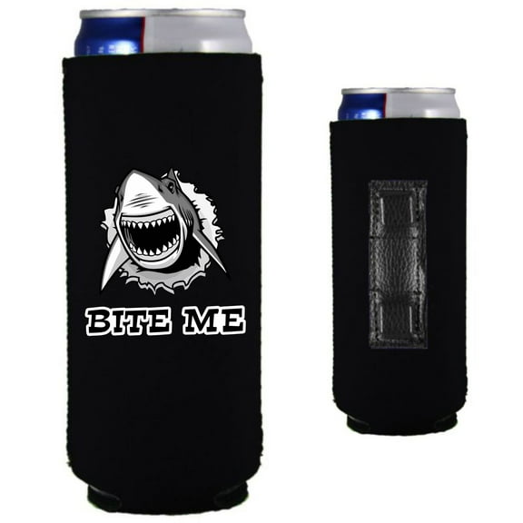 Bite Me Shark Magnetic Slim Can Coolie (Black)