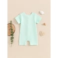 thumbnail image 3 of Caoirhny Baby Boys Girls Jumpsuits Short Sleeve Round Neck Full Zip Ribbed Rompers Newborn Clothes, 3 of 6