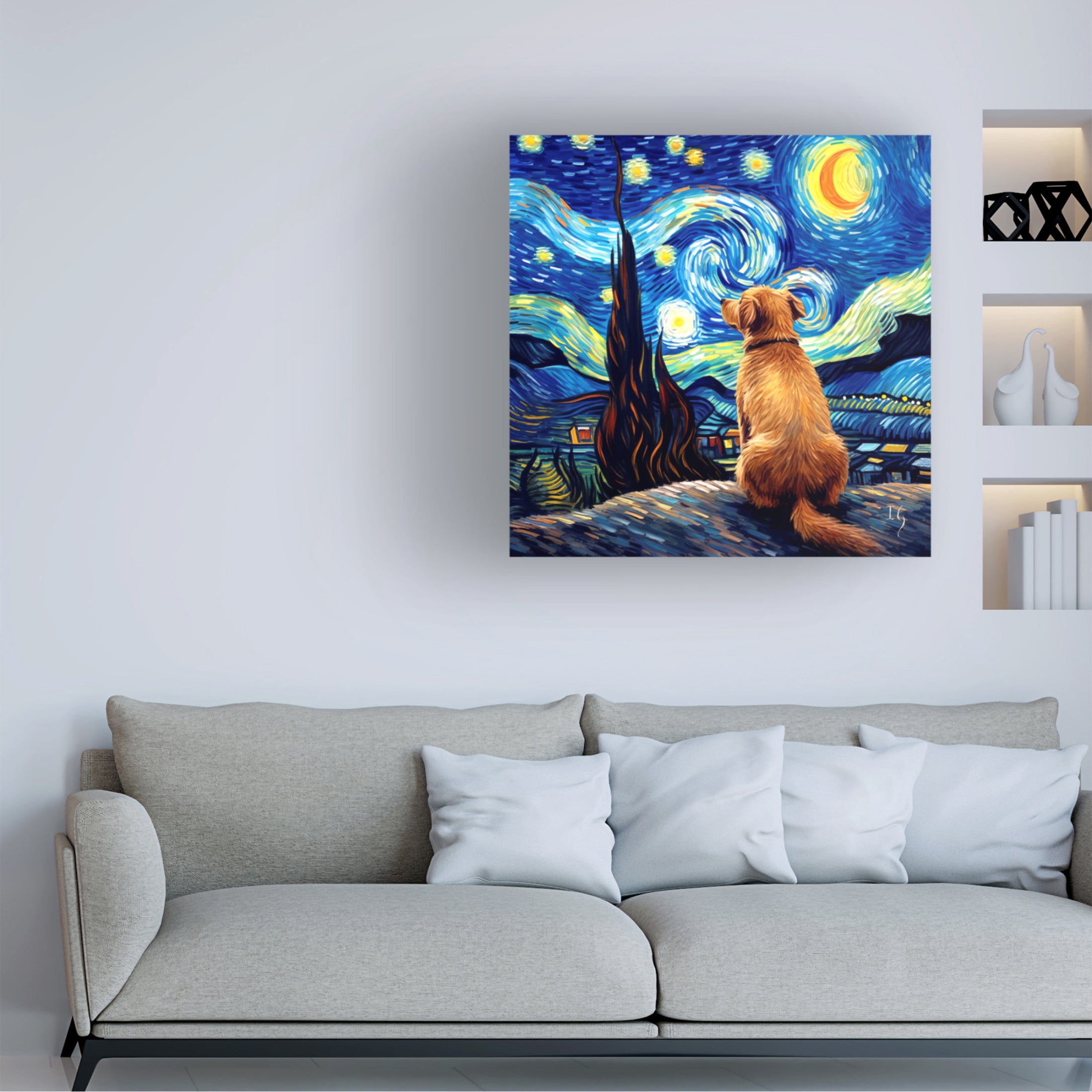 Canvas Wall Art - Ivan Guaderrama 'A Story Of Stars And Night Winds' Wall Art for Living Room, Bedroom, or Office Décor by Trademark Fine Art - 35 x 35 Inches
